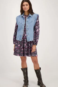 My Jewellery Veste Sans Manches En Denim Bleu Avec épaulettes Fashion