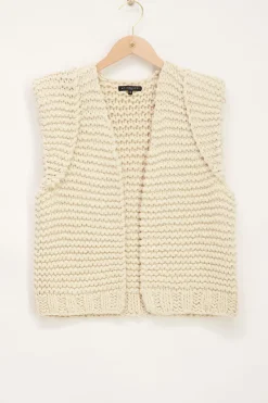 My Jewellery Veste Sans Manches En Grosse Maille Avec épaulettes Beige New
