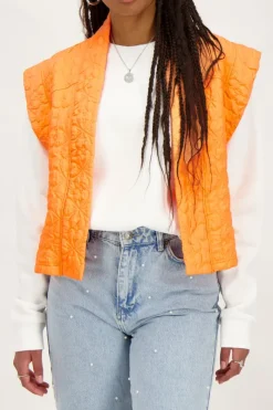 My Jewellery Veste Sans Manches Matelassée Orange Fashion
