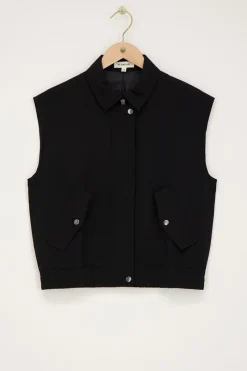 My Jewellery Veste Sans Manches Noire Avec Col Et Poches Fashion