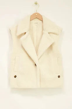 My Jewellery Veste Sans Manches Teddy Blanche Avec Boutons Outlet
