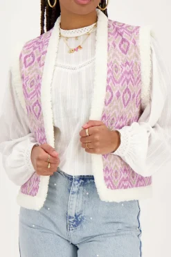My Jewellery Veste Sans Manches Teddy Violette Imprimé Aztèque Online