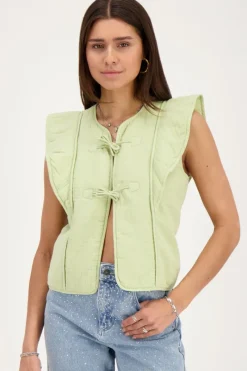 My Jewellery Veste Sans Manches e Avec Nœuds Et Volants Vert Hot