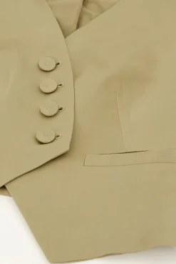 My Jewellery Veste Sans Manches Verte Olive Aspect Satiné New
