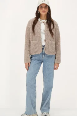 My Jewellery Veste Teddy Beige Avec Boutons Discount