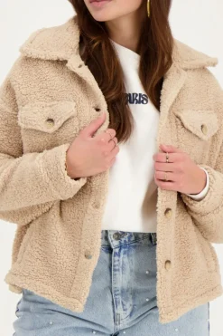 My Jewellery Veste Teddy Beige Avec Poches Clearance