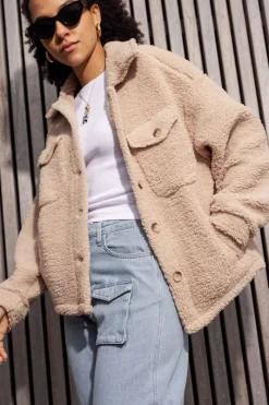 My Jewellery Veste Teddy Beige Avec Poches Clearance